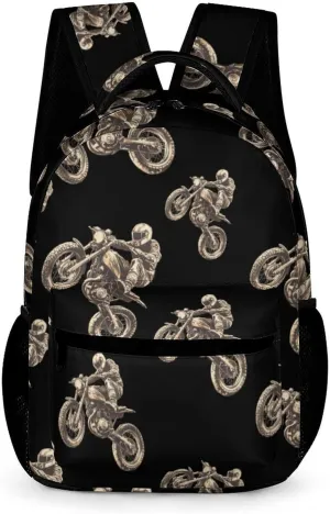 Dirt Motorcycle Mountain Biking Casual Backpack Travel Laptop Cute Basic Shoulder Bag for Work Women & Men