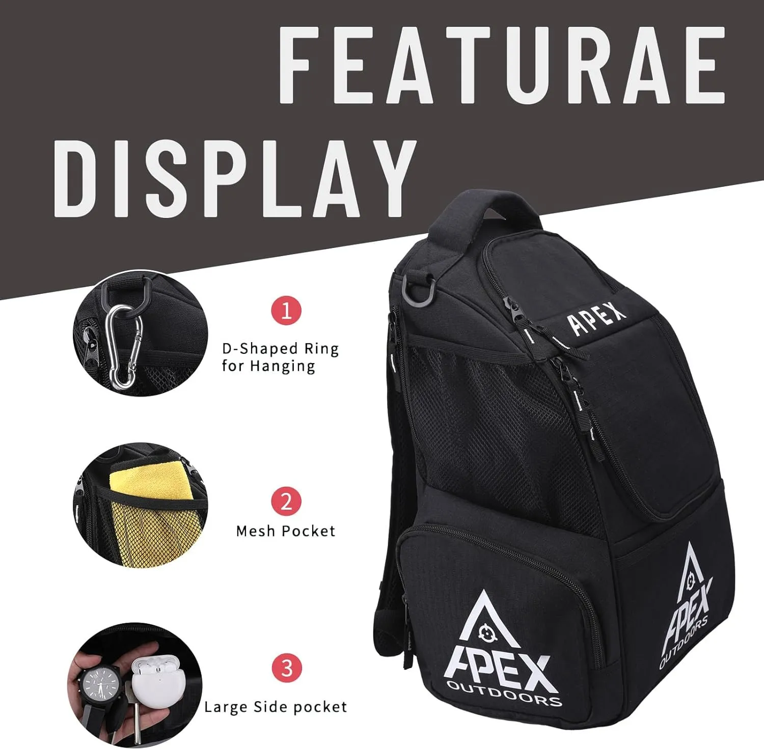 Disc Golf Bag, Large Disc Golf Backpack Holds Over 21 Discs, Durable & Lightweight with Multiple Storage Pockets