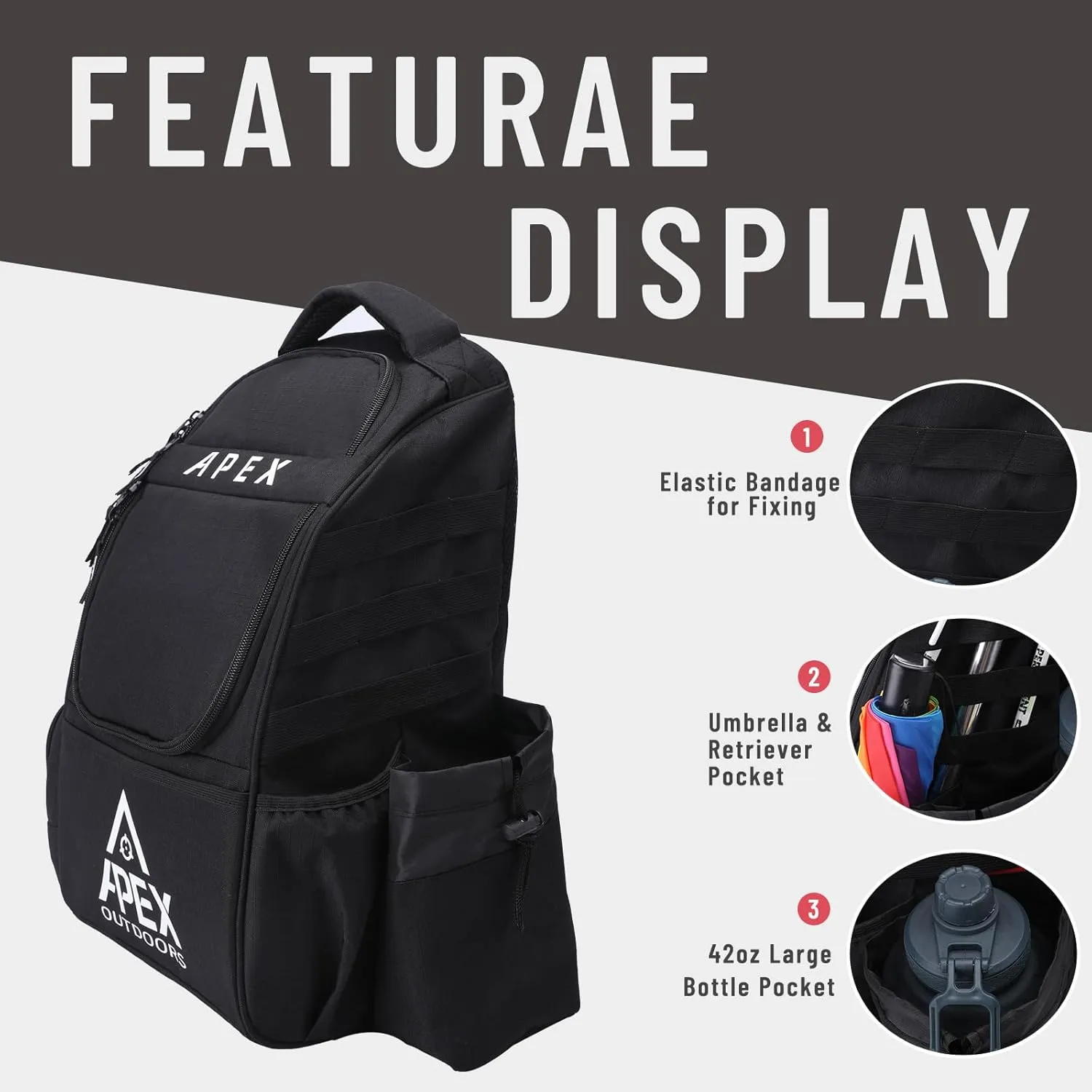 Disc Golf Bag, Large Disc Golf Backpack Holds Over 21 Discs, Durable & Lightweight with Multiple Storage Pockets