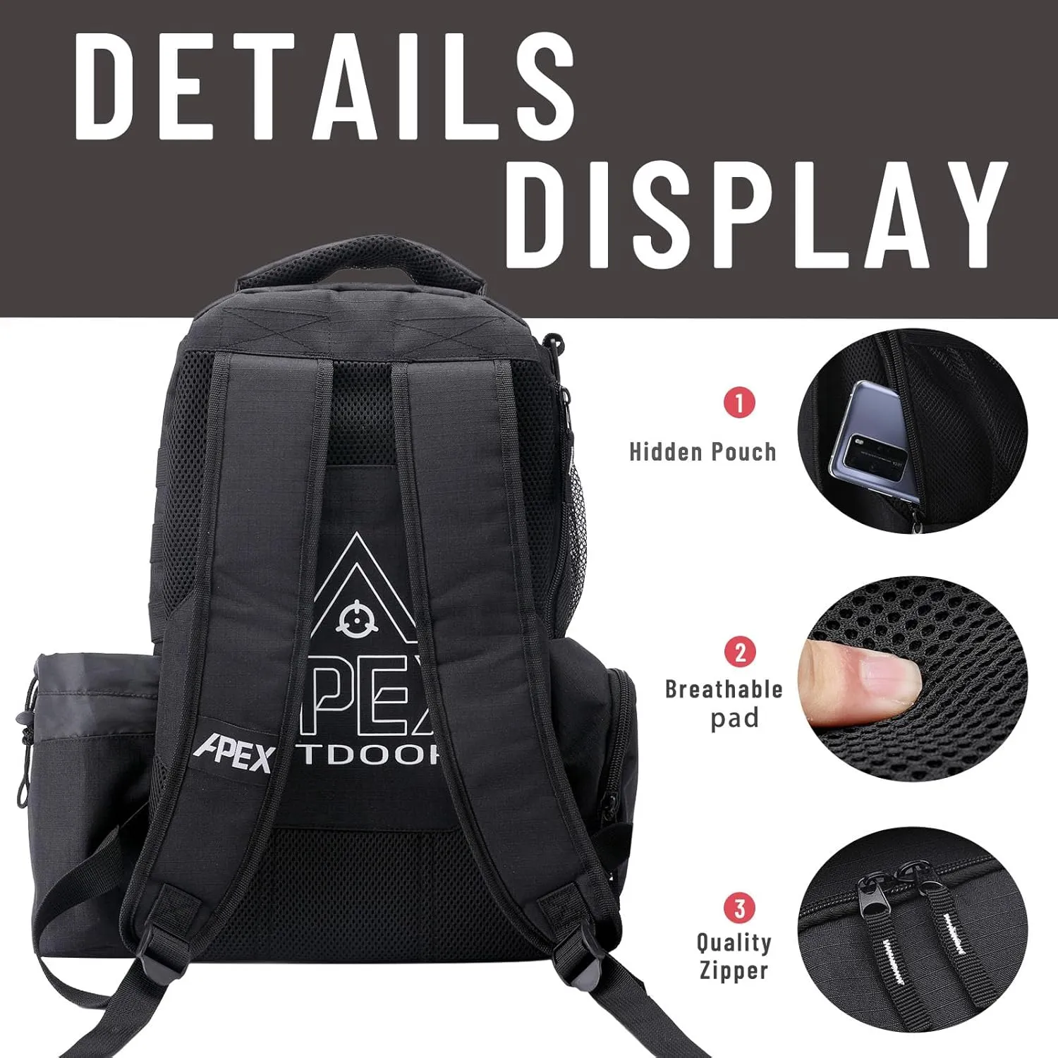Disc Golf Bag, Large Disc Golf Backpack Holds Over 21 Discs, Durable & Lightweight with Multiple Storage Pockets