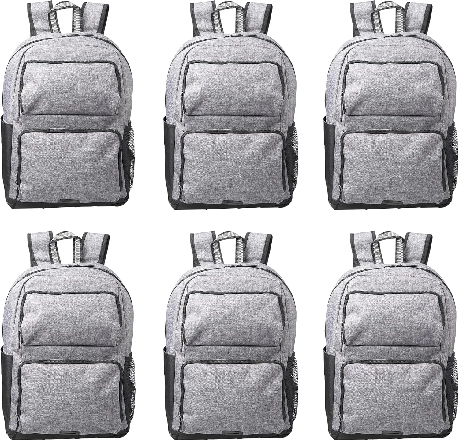 DISCOUNT PROMOS Clemson Multi Purpose Backpacks Set of 6, Bulk Pack - Versatile Use, Durable, Ideal for Academic, Travel, Outdoor - Grey
