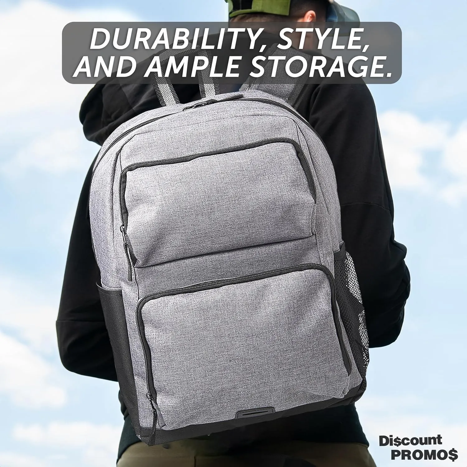 DISCOUNT PROMOS Clemson Multi Purpose Backpacks Set of 6, Bulk Pack - Versatile Use, Durable, Ideal for Academic, Travel, Outdoor - Grey