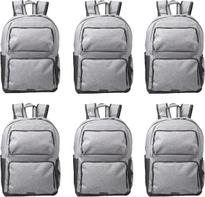 DISCOUNT PROMOS Clemson Multi Purpose Backpacks Set of 6, Bulk Pack - Versatile Use, Durable, Ideal for Academic, Travel, Outdoor - Grey
