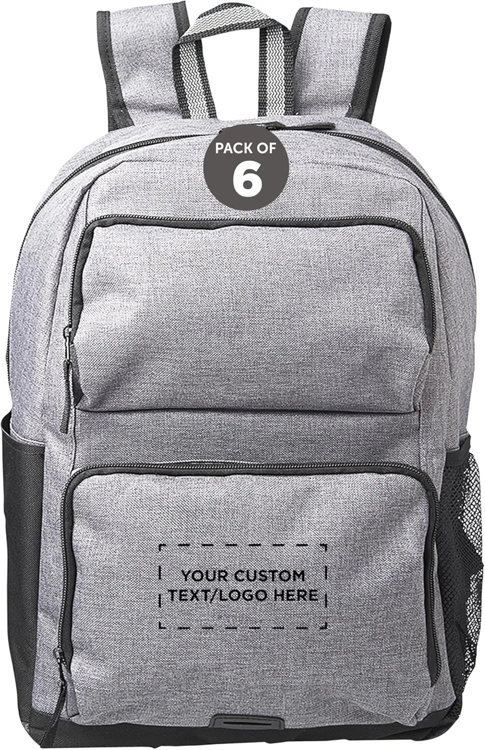 DISCOUNT PROMOS Custom Clemson Multi Purpose Backpacks Set of 6, Personalized Bulk Pack - Versatile Use, Durable, Ideal for Academic, Travel, Outdoor - Grey