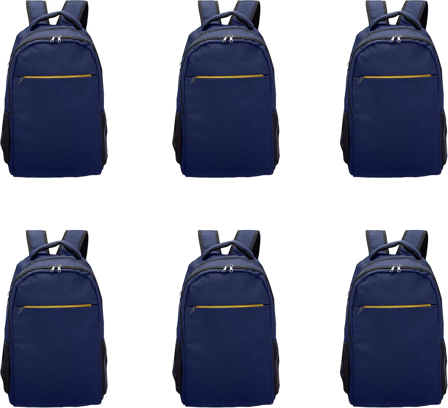 DISCOUNT PROMOS Tempe Backpacks with Laptop Pocket Set of 6, Bulk Pack - Bring Everywhere You Go, Perfect for Travellers, Employees and for Everyday Use - Navy Blue