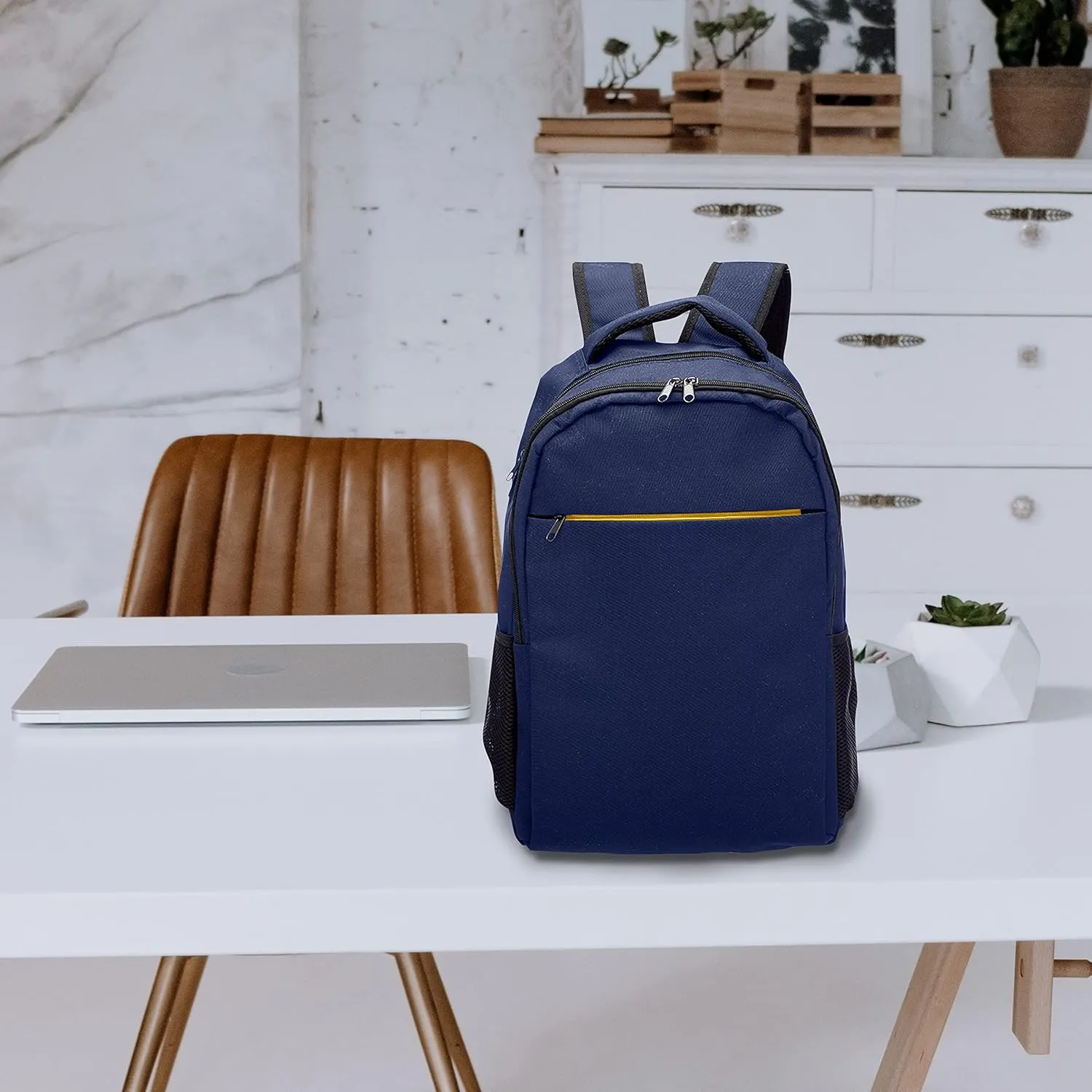 DISCOUNT PROMOS Tempe Backpacks with Laptop Pocket Set of 6, Bulk Pack - Bring Everywhere You Go, Perfect for Travellers, Employees and for Everyday Use - Navy Blue
