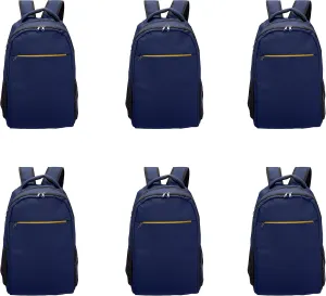 DISCOUNT PROMOS Tempe Backpacks with Laptop Pocket Set of 6, Bulk Pack - Bring Everywhere You Go, Perfect for Travellers, Employees and for Everyday Use - Navy Blue