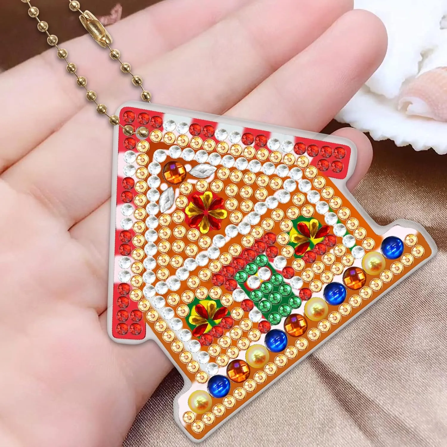 DIY 5D Diamond Painting Keychain Kits Full Drill Special Shape Crystal Christmas Diamond Art Key Chain Key Ring Set