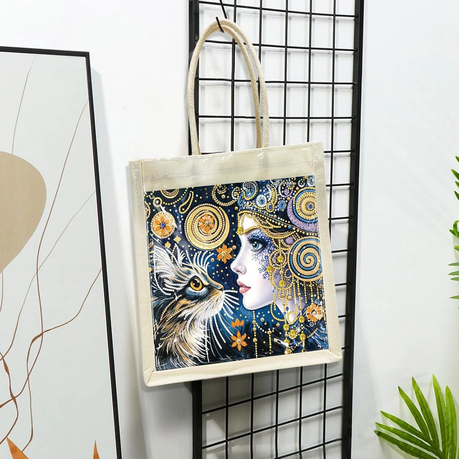 DIY Diamond Art Painting Handbag Handmade Non-Woven Shopping Tote Bags with Replace Pattern Reusable Grocery Bag