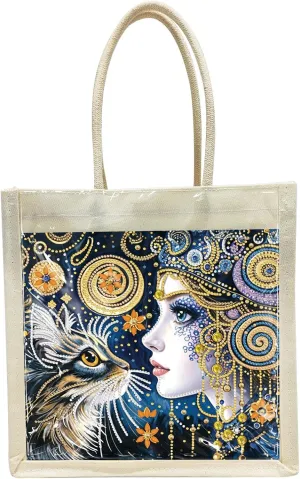 DIY Diamond Art Painting Handbag Handmade Non-Woven Shopping Tote Bags with Replace Pattern Reusable Grocery Bag