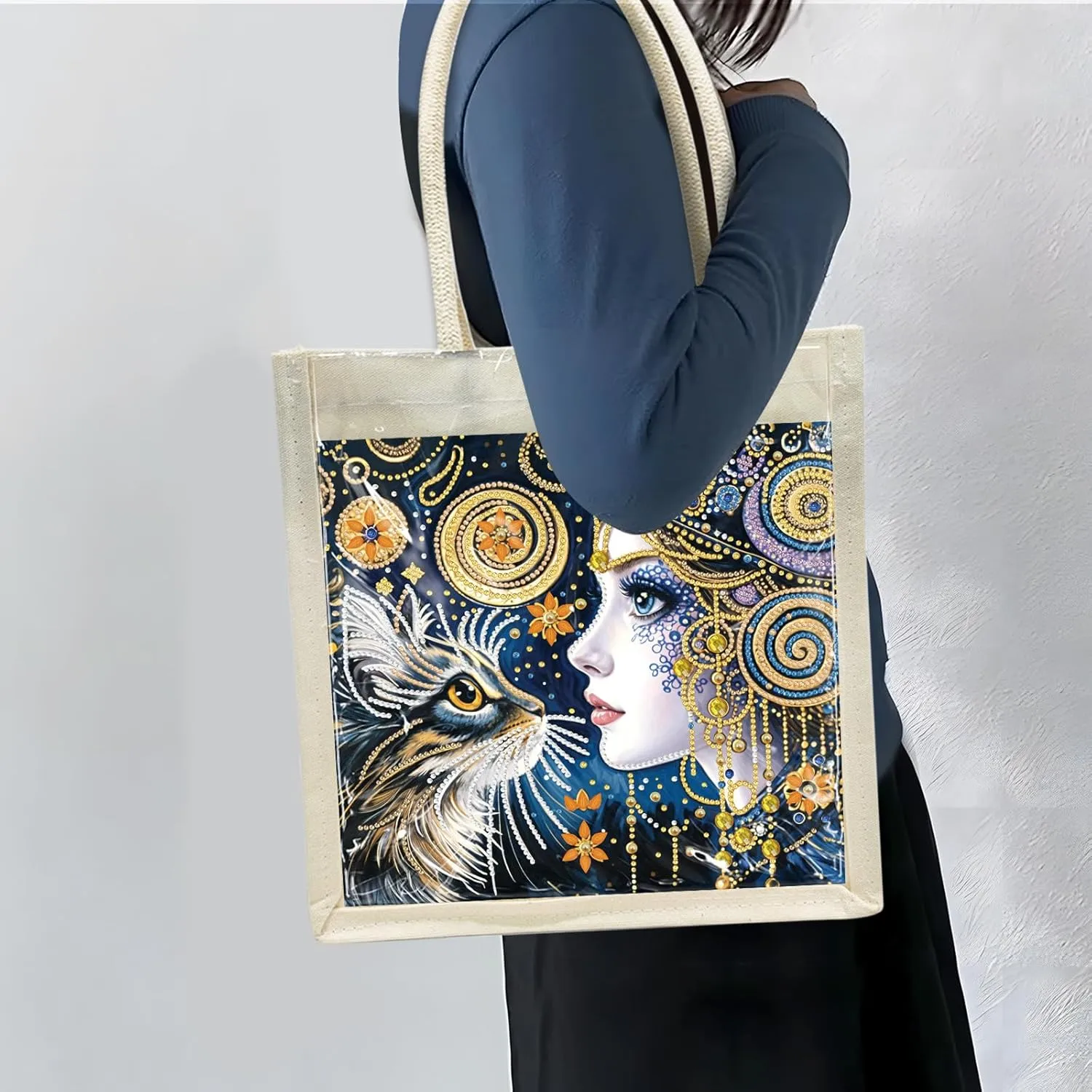 DIY Diamond Art Painting Handbag Handmade Non-Woven Shopping Tote Bags with Replace Pattern Reusable Grocery Bag