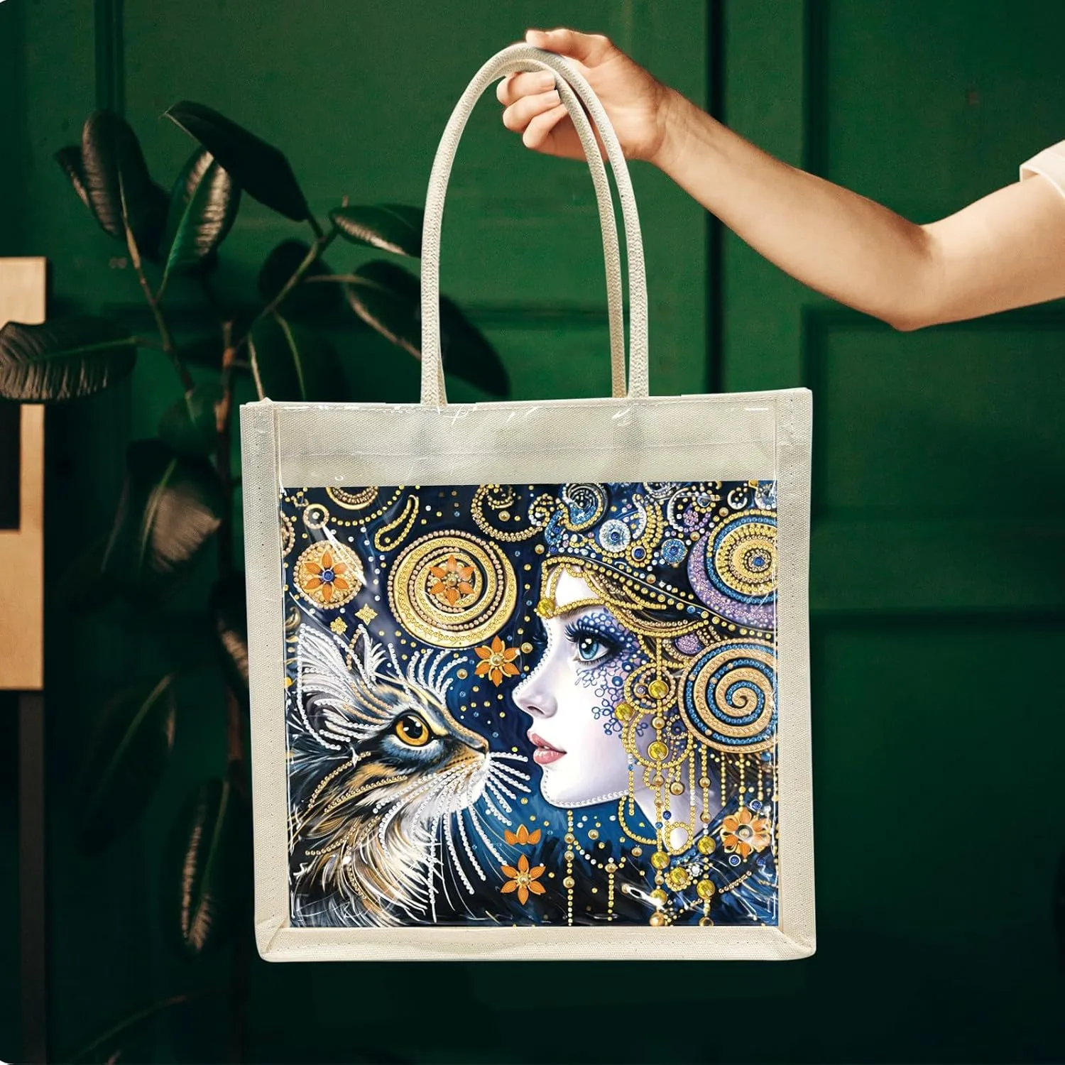 DIY Diamond Art Painting Handbag Handmade Non-Woven Shopping Tote Bags with Replace Pattern Reusable Grocery Bag