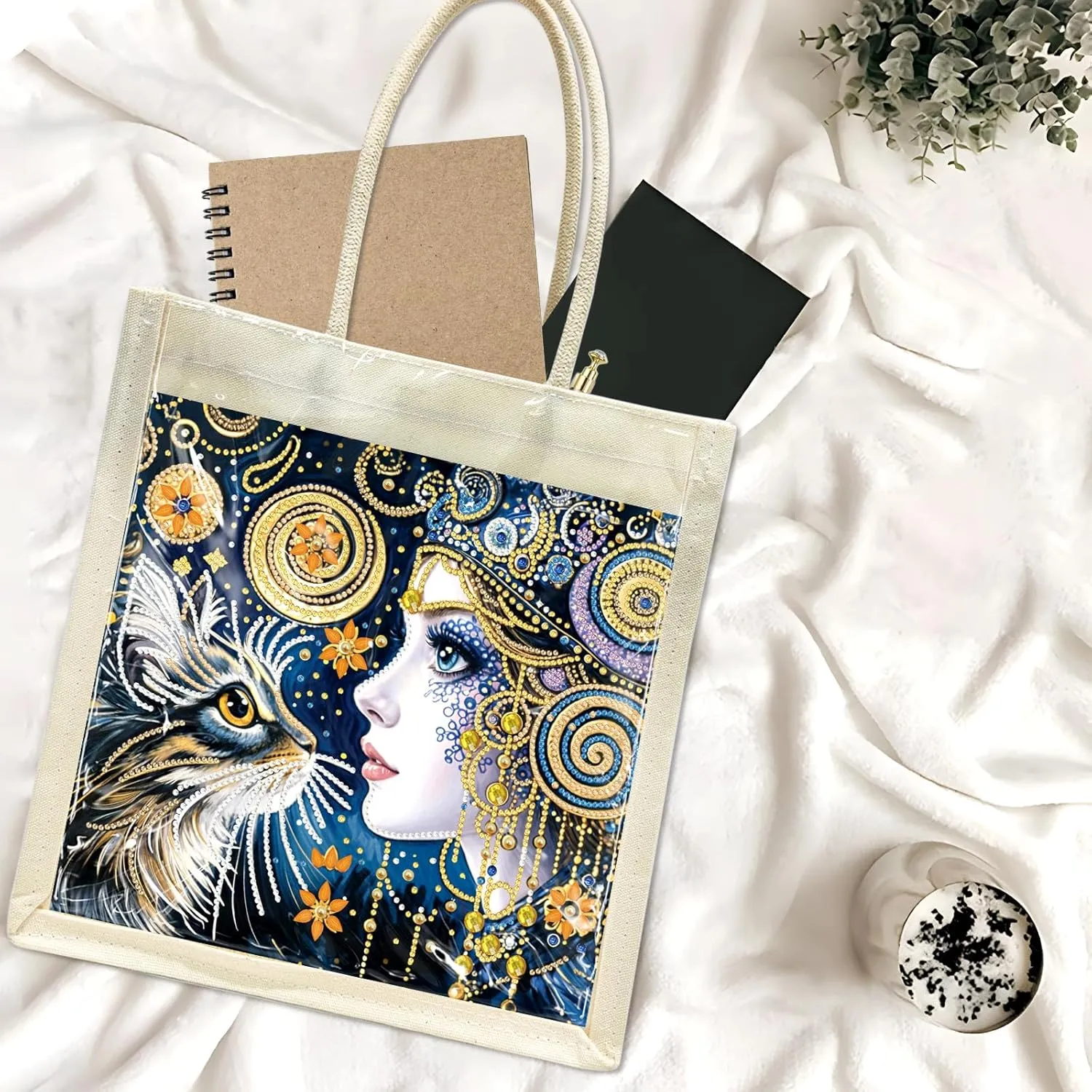 DIY Diamond Art Painting Handbag Handmade Non-Woven Shopping Tote Bags with Replace Pattern Reusable Grocery Bag