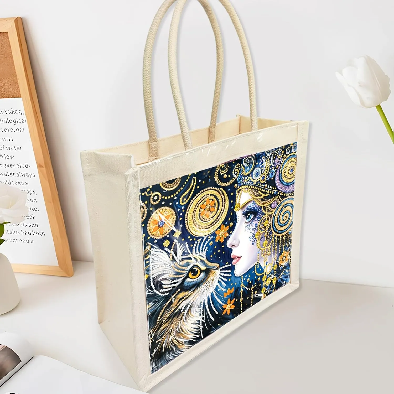 DIY Diamond Art Painting Handbag Handmade Non-Woven Shopping Tote Bags with Replace Pattern Reusable Grocery Bag