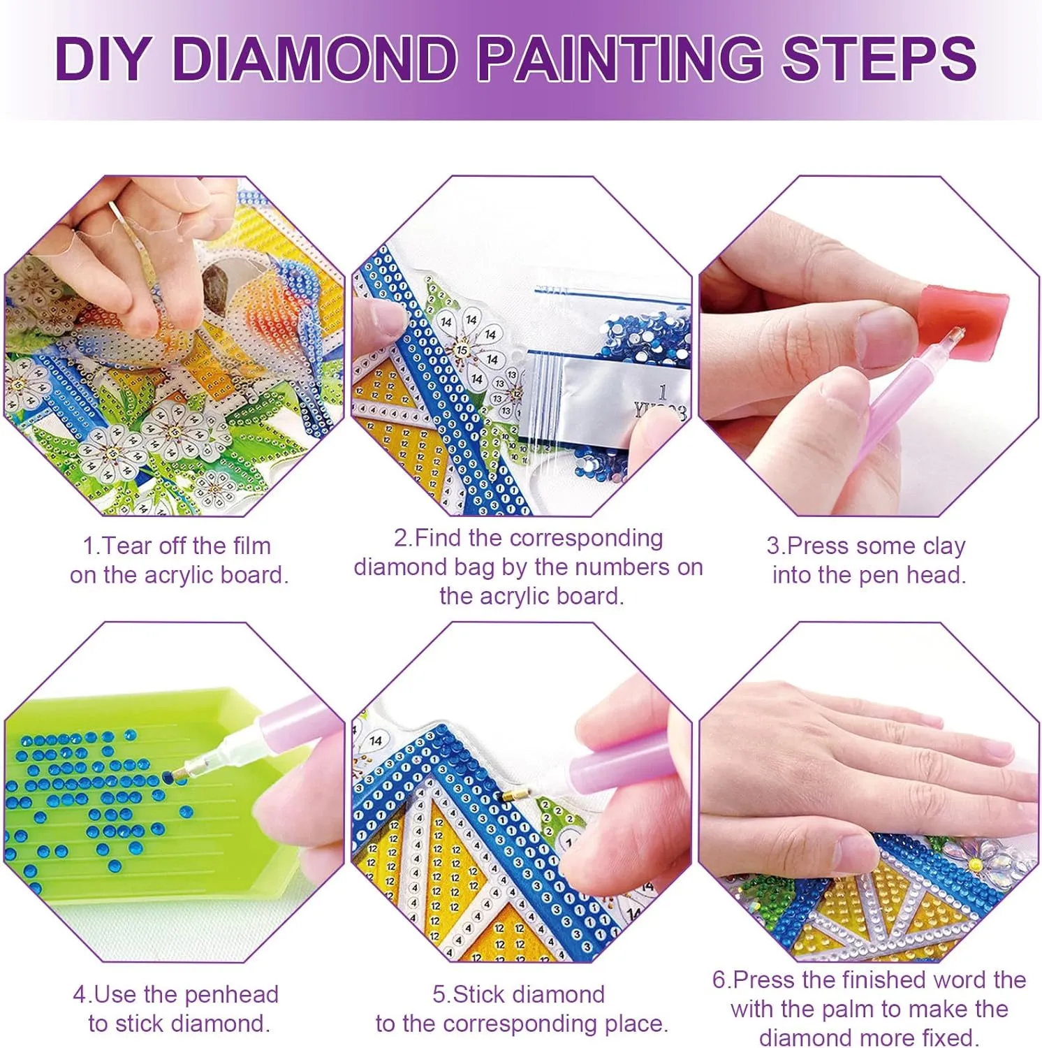 DIY Diamond Art Painting Handbag Handmade Non-Woven Shopping Tote Bags with Replace Pattern Reusable Grocery Bag