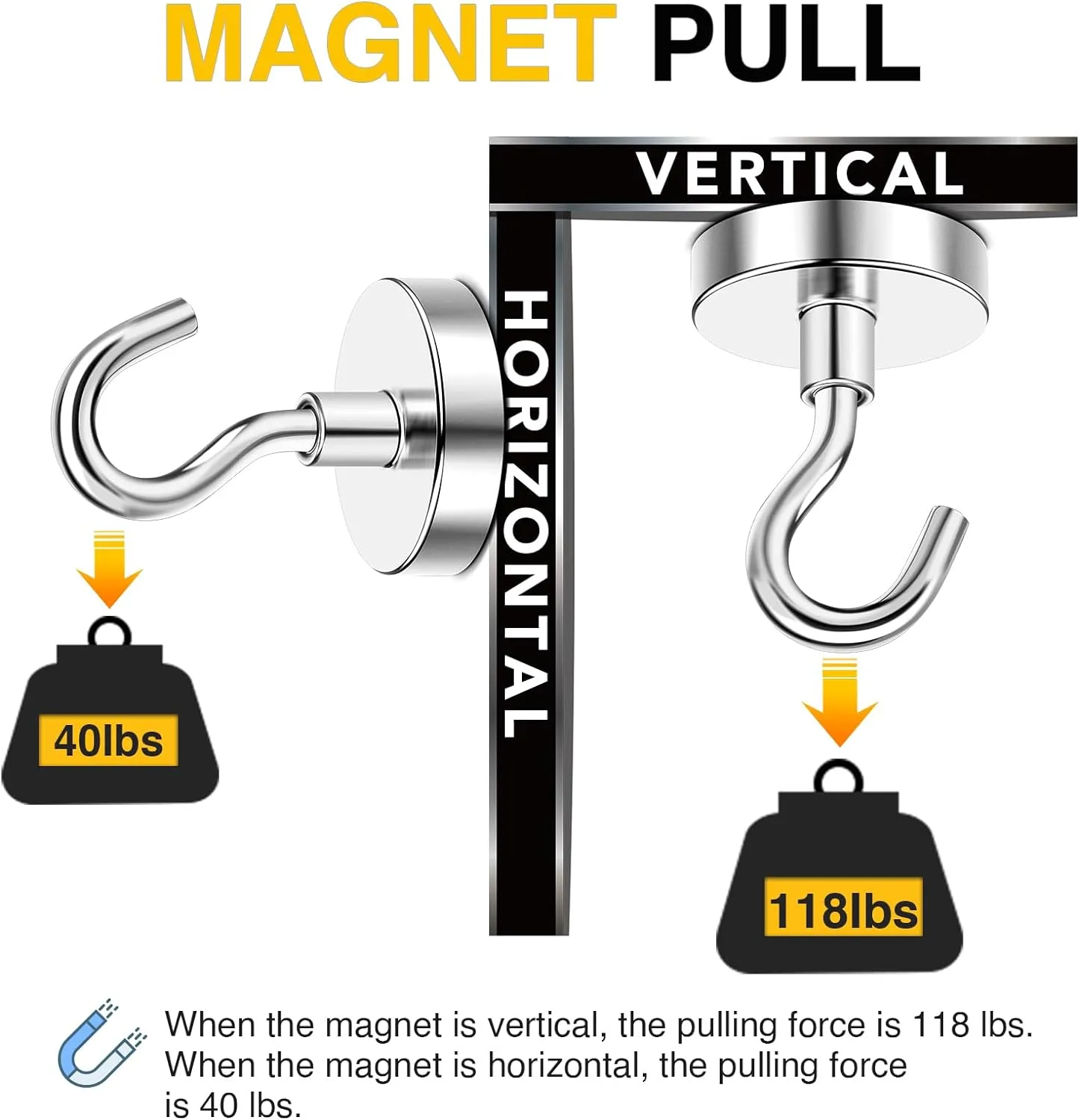 DIYMAG Magnetic Hooks,110 lb Heavy Duty Strong Magnet with Hook for Hanging, Strong Rare Earth Neodymium Magnet Hooks for Fridge, Kitchen,Cruise, Grill, Garage and Storage, 12 Packs