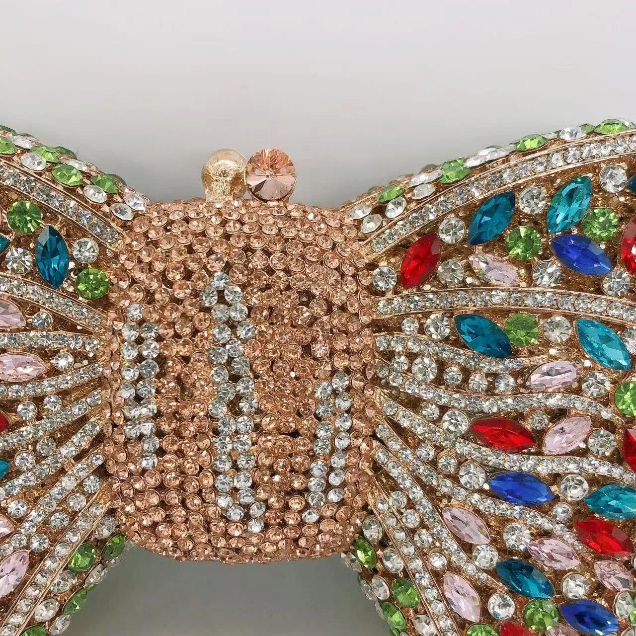 DJBM Sweet Bow Rhinestone Crystal Evening Clutch Bright Deluxe Diamond Handbag for Women Formal Party