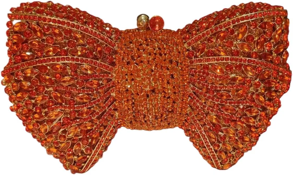 DJBM Sweet Bow Rhinestone Crystal Evening Clutch Bright Deluxe Diamond Handbag for Women Formal Party