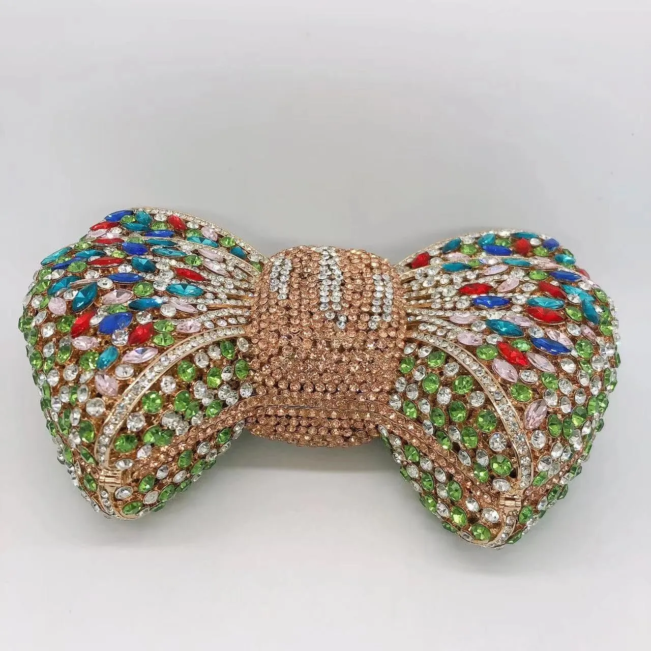 DJBM Sweet Bow Rhinestone Crystal Evening Clutch Bright Deluxe Diamond Handbag for Women Formal Party
