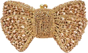 DJBM Sweet Bow Rhinestone Crystal Evening Clutch Bright Deluxe Diamond Handbag for Women Formal Party