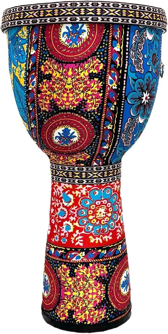 Djembe Drum Bongo ，Goblet Drum Made Of Goat Leather Drum Head, Hand Painted Cloth, West African Style Hand Drum, Gift For Kids & Adult Beginners (D)