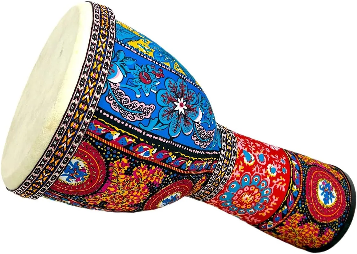 Djembe Drum Bongo ，Goblet Drum Made Of Goat Leather Drum Head, Hand Painted Cloth, West African Style Hand Drum, Gift For Kids & Adult Beginners (D)