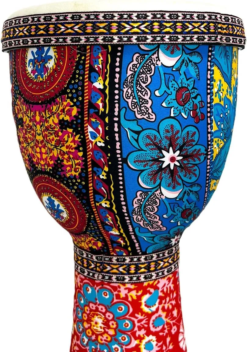 Djembe Drum Bongo ，Goblet Drum Made Of Goat Leather Drum Head, Hand Painted Cloth, West African Style Hand Drum, Gift For Kids & Adult Beginners (D)