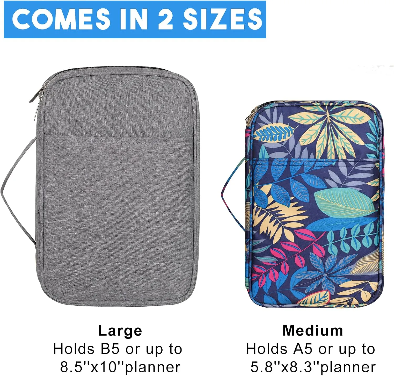 Dofilachy Journal Supplies Storage Case,Journal Case with 2 Detachable Layers- Travel Organizer for A5 Planner Pens Planner Stickers and Accessories (Green leaves, Medium)