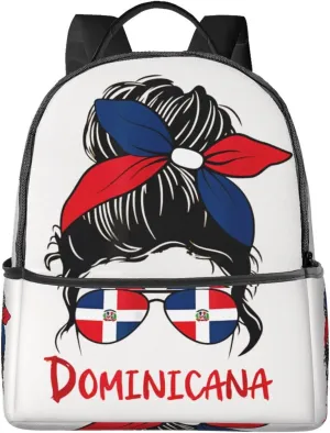 Dominicana Dominican Women Casual Backpacks Laptop Backpack Carry-on Daypack Sports Travel Rucksack Lightweight Working Bag for Outdoor Hiking Cycling Walking