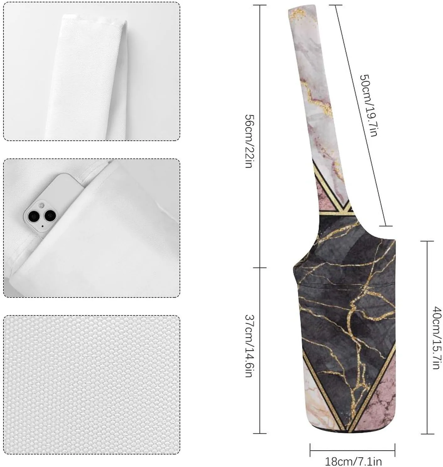 Donnapink Yoga Mat Bag, Canvas Storage Bag with Pocket Shoulder Strap, Fashion Mat Bag