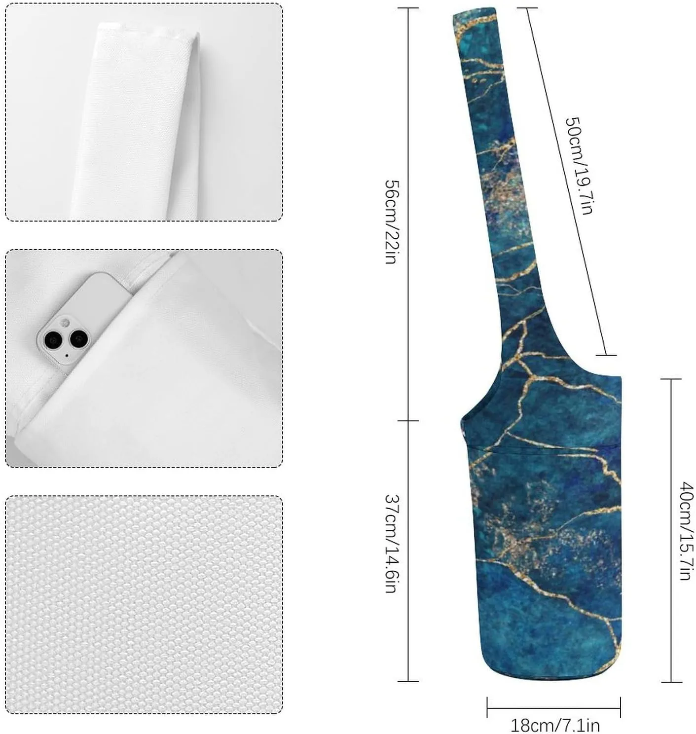 Donnapink Yoga Mat Bag, Canvas Storage Bag with Pocket Shoulder Strap, Fashion Mat Bag
