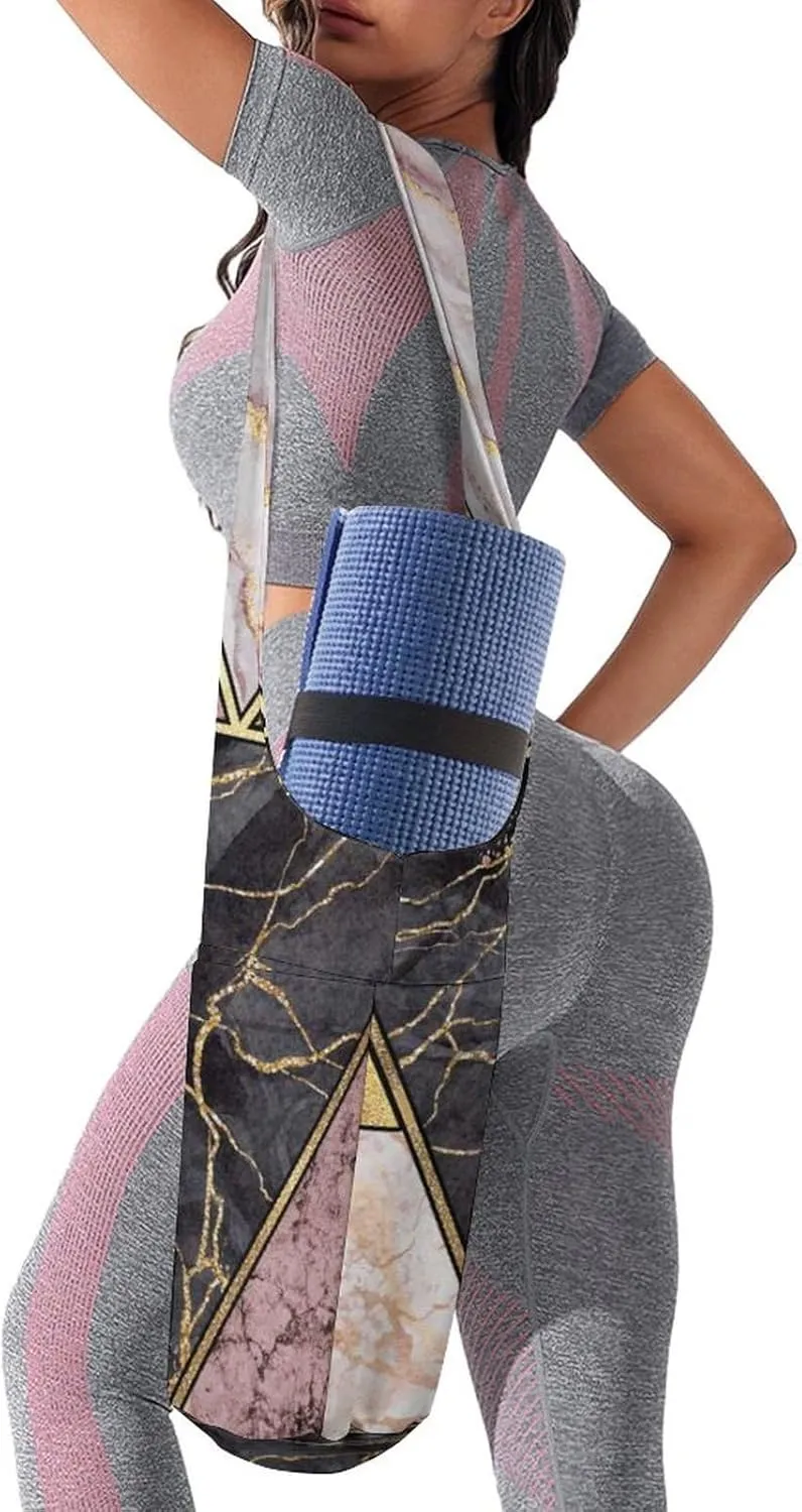 Donnapink Yoga Mat Bag, Canvas Storage Bag with Pocket Shoulder Strap, Fashion Mat Bag