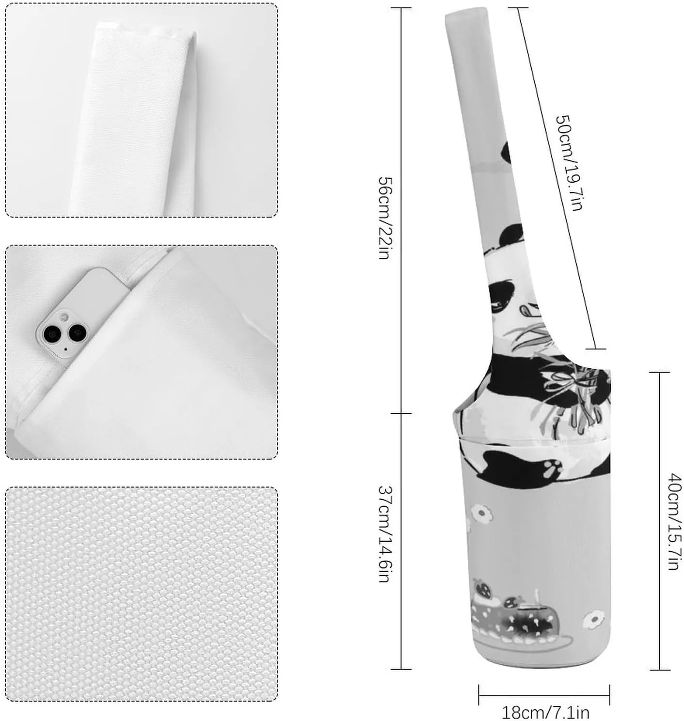 Donnapink Yoga Mat Bag, Canvas Storage Bag with Pocket Shoulder Strap, Fashion Mat Bag