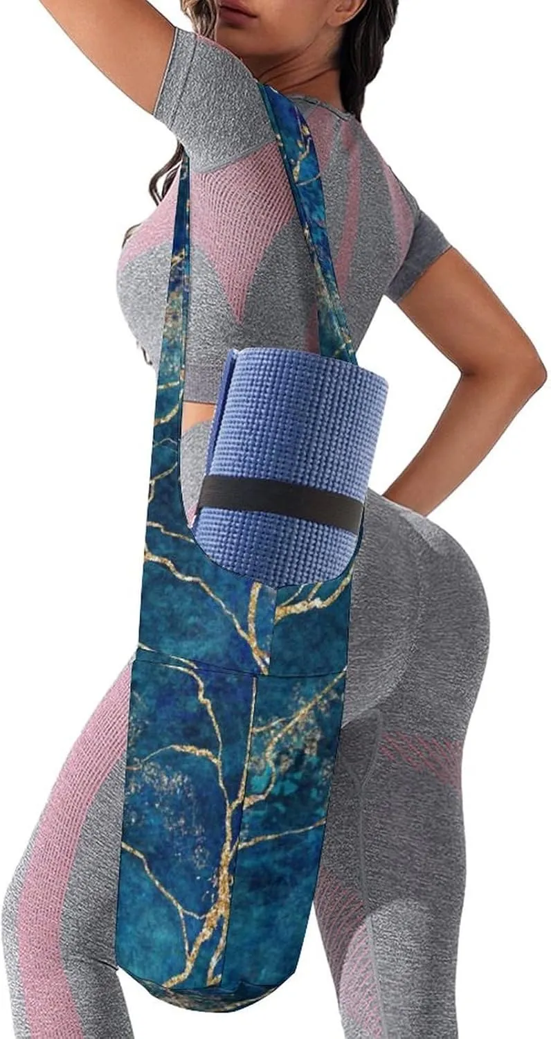 Donnapink Yoga Mat Bag, Canvas Storage Bag with Pocket Shoulder Strap, Fashion Mat Bag