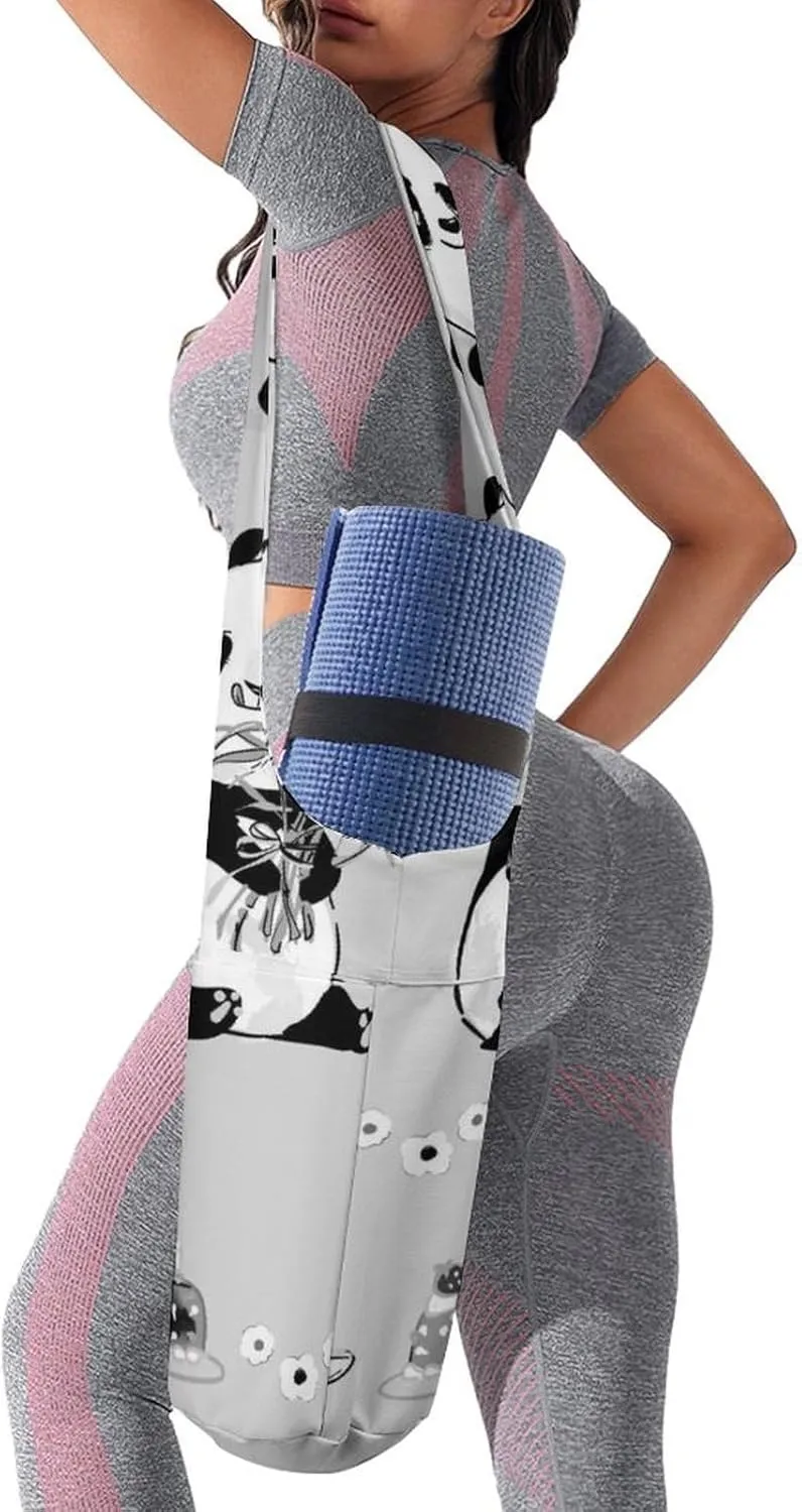Donnapink Yoga Mat Bag, Canvas Storage Bag with Pocket Shoulder Strap, Fashion Mat Bag