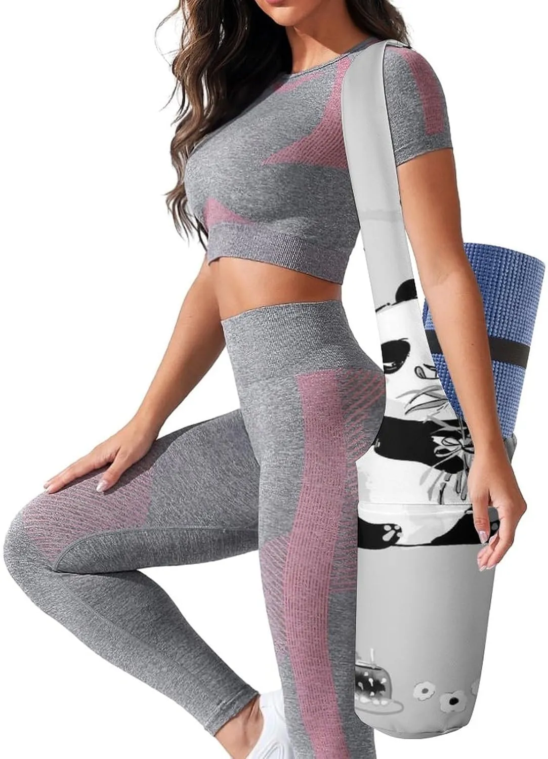 Donnapink Yoga Mat Bag, Canvas Storage Bag with Pocket Shoulder Strap, Fashion Mat Bag