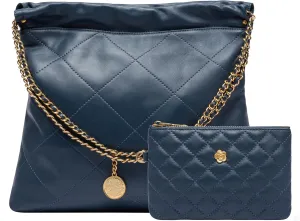 DORIS&JACKY Quilted Tote Bag Set For Women Soft Lambskin Shoulder Purse And Large Leather Work Handbag With 1 Small Clutch