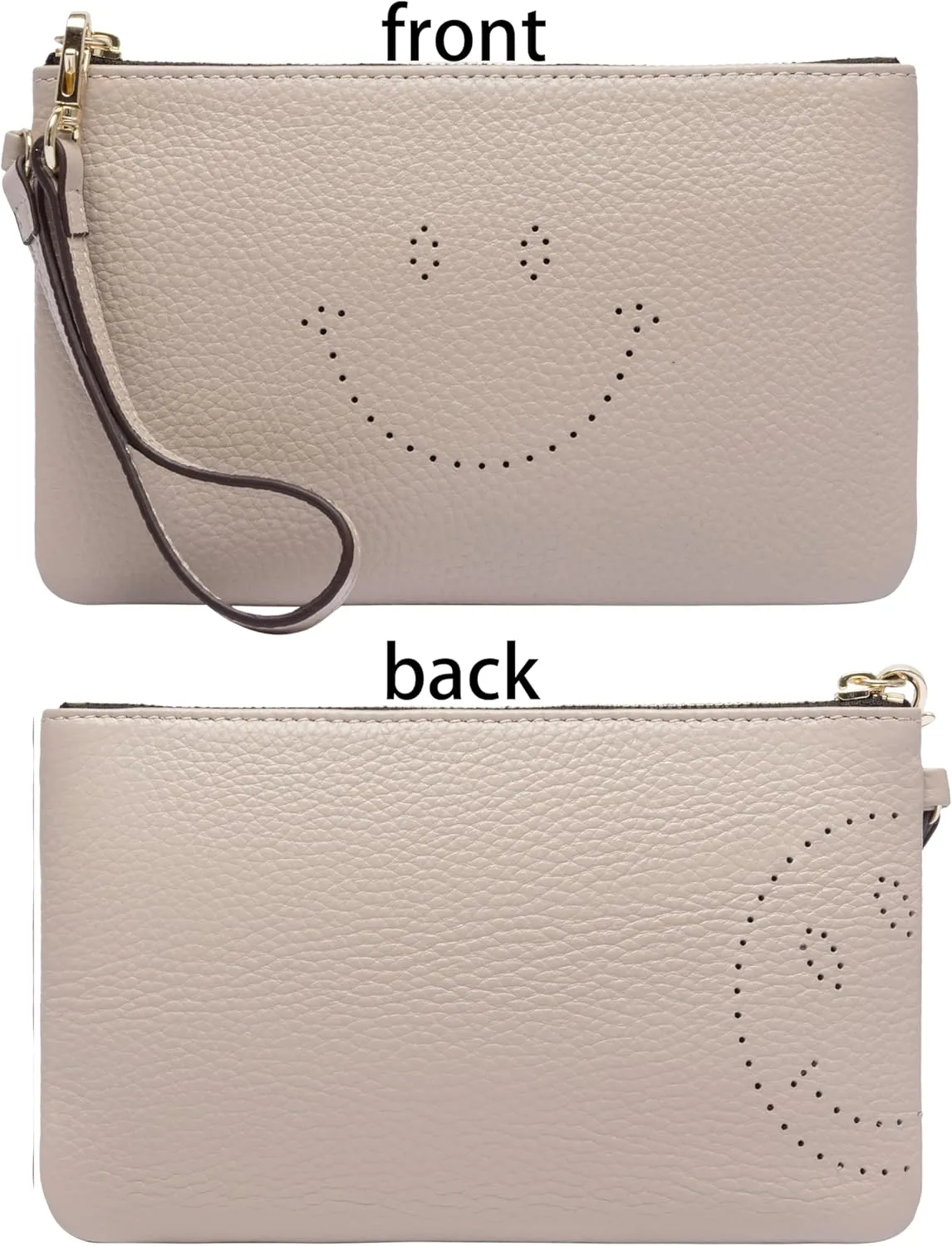 DORIS&JACKY Small Leather Wristlet Clutch Purse For Women Cute Smile Phone Pouch Bag