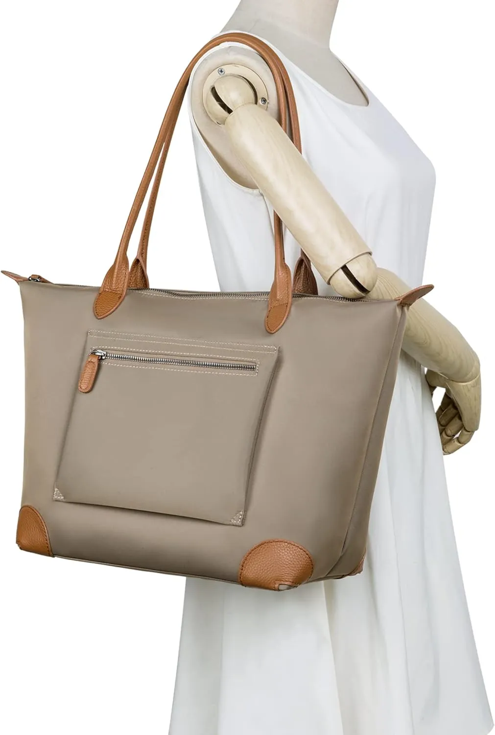 DORIS&JACKY Tote Bag For Women Large Lightweight Designer Leather Nylon Work Shoulder Bag And Foldable Travel Purse