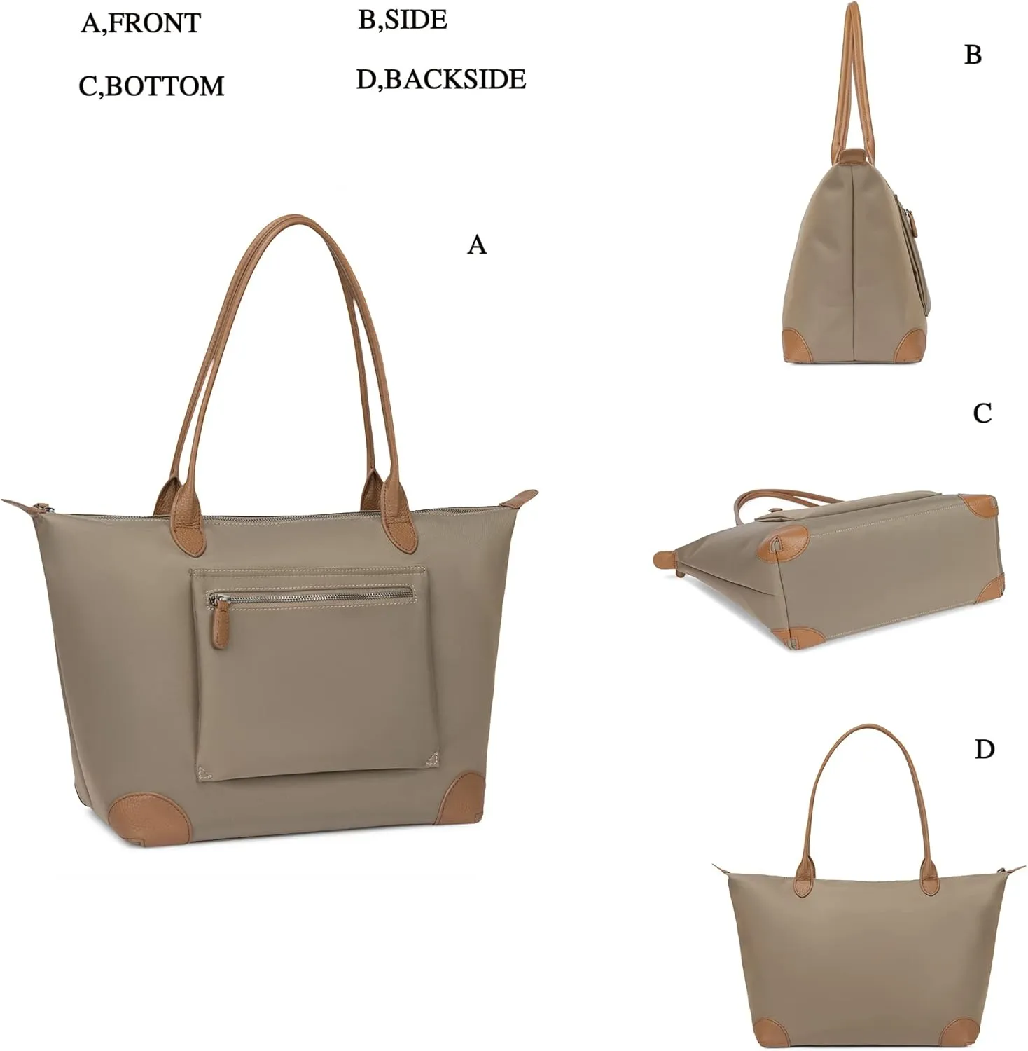 DORIS&JACKY Tote Bag For Women Large Lightweight Designer Leather Nylon Work Shoulder Bag And Foldable Travel Purse