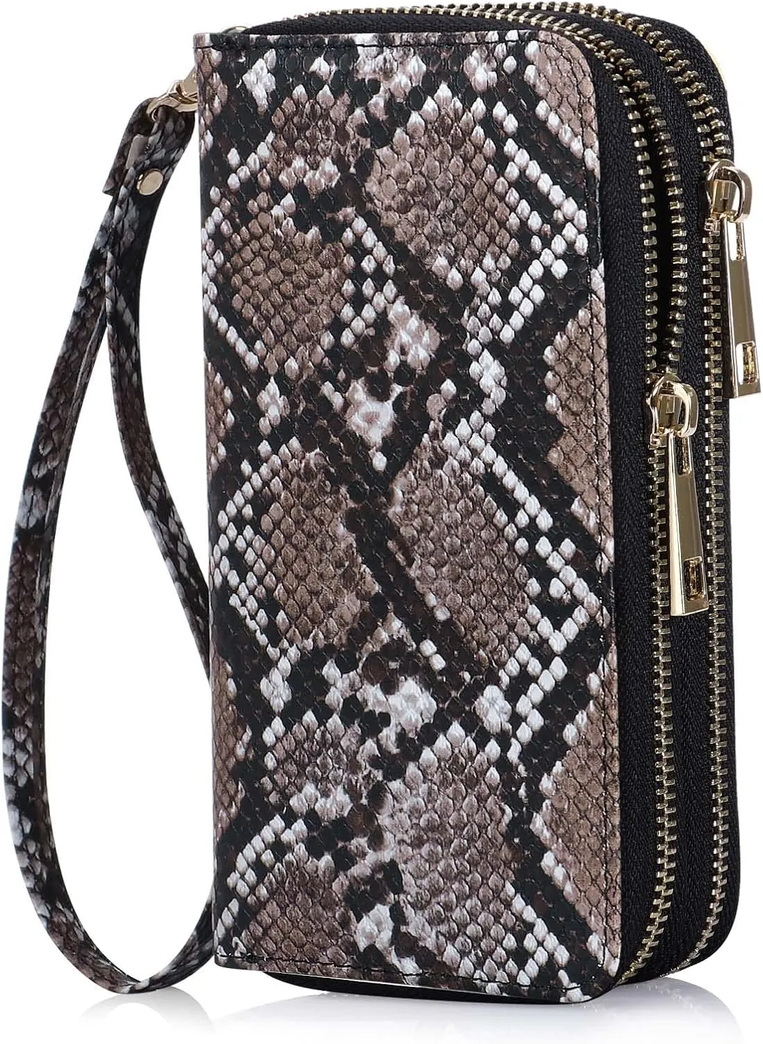 Double Zipper Wallet for Woman Clutch Purse with Cell Phone Holder for Smartphone/Card/Coin/Cash
