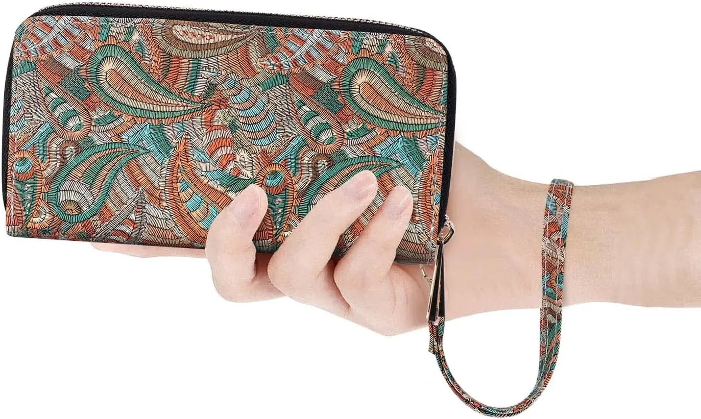 Double Zipper Wallet for Woman Clutch Purse with Cell Phone Holder for Smartphone/Card/Coin/Cash