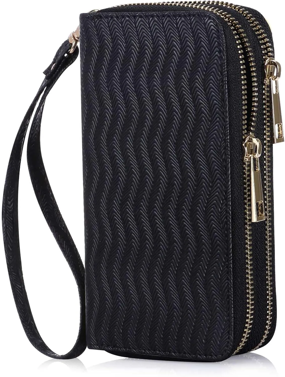 Double Zipper Wallet for Woman Clutch Purse with Cell Phone Holder for Smartphone/Card/Coin/Cash