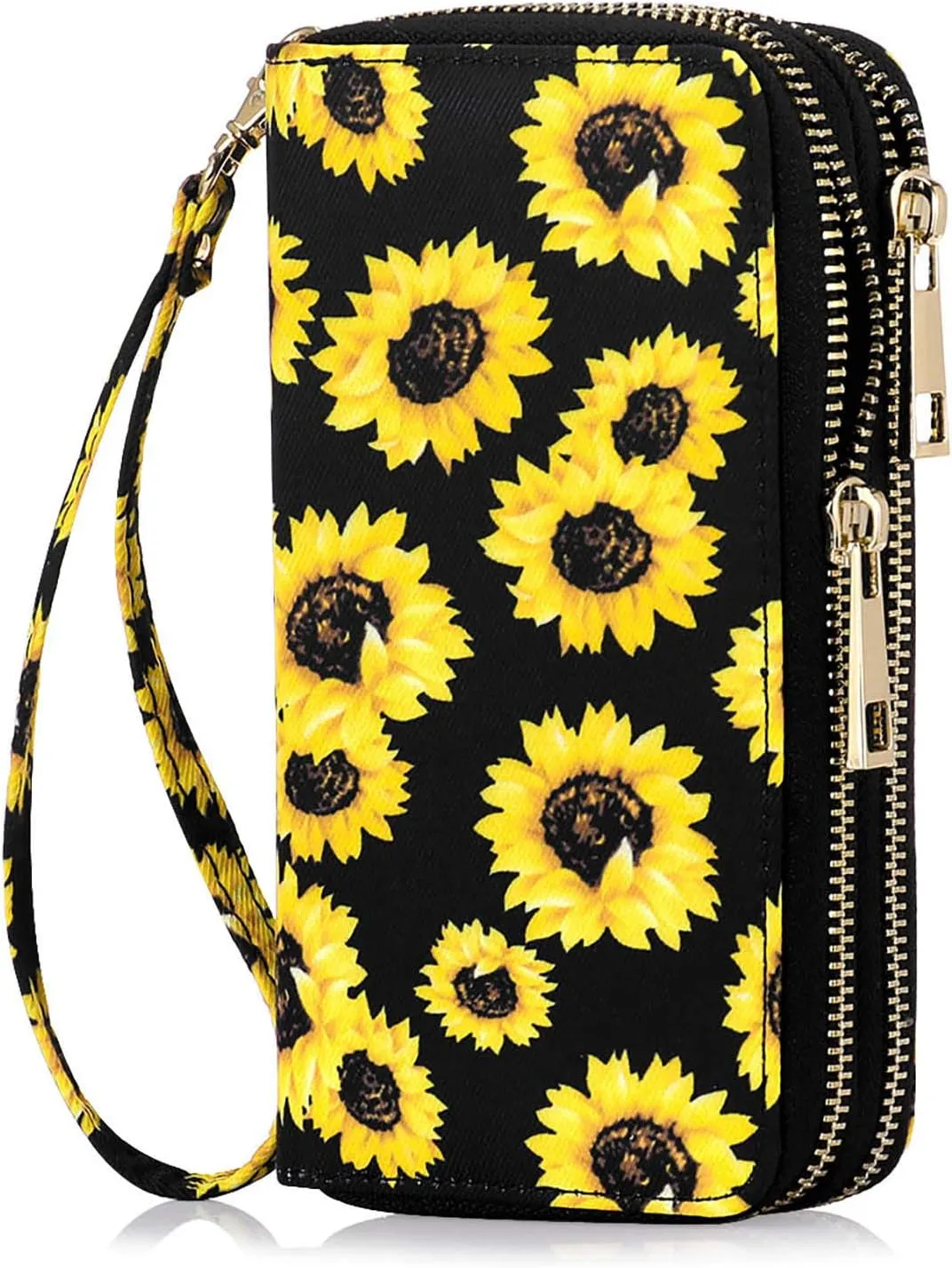 Double Zipper Wallet for Woman Clutch Purse with Cell Phone Holder for Smartphone/Card/Coin/Cash