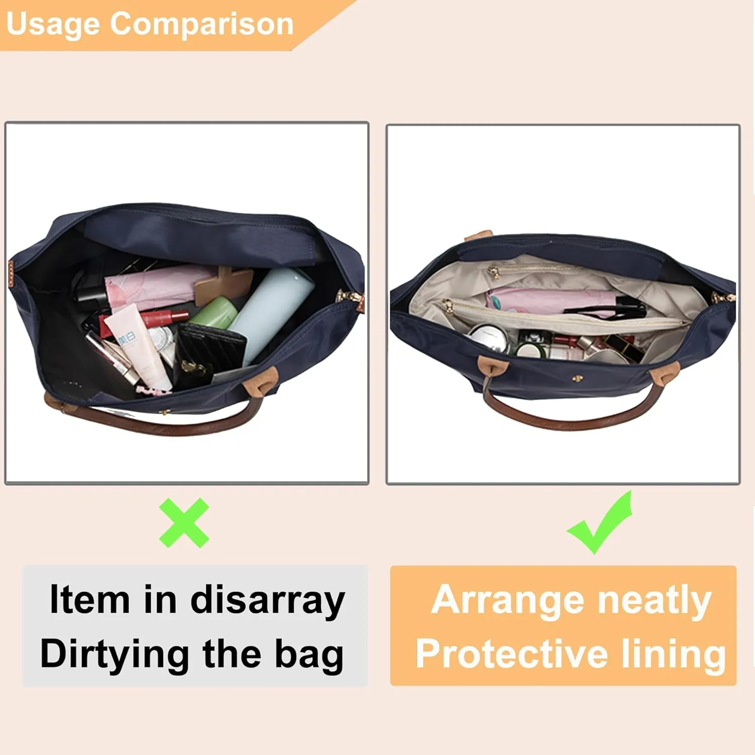 Doxo Purse Organizer Insert for Handbags Compatible with Speedy Neverfull City 30/33,Artois PM Tote bag(Large,Black)