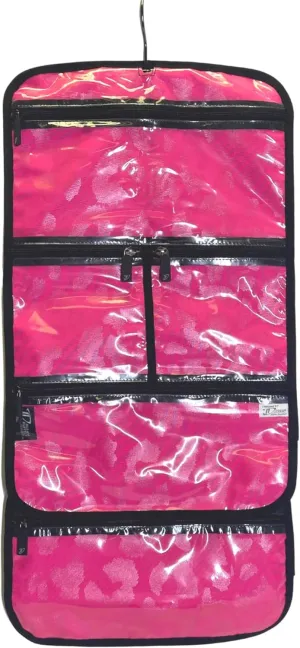 Dream Duffel Hanging Accessory Roll for Competition & Travel, Jewelry, Toiletry, & Cosmetic Bag, Pink Monochrome Leopard