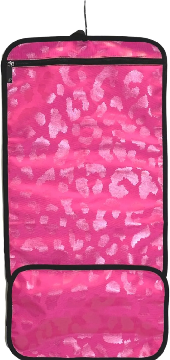Dream Duffel Hanging Accessory Roll for Competition & Travel, Jewelry, Toiletry, & Cosmetic Bag, Pink Monochrome Leopard