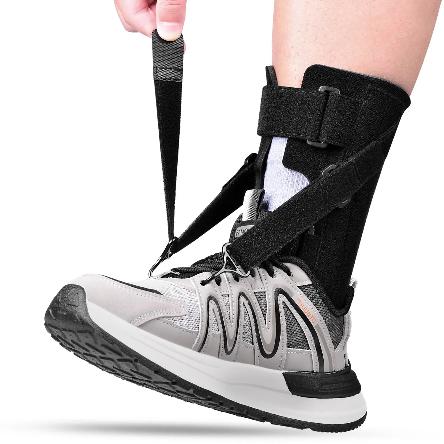 Drop Foot Brace for Walking with Shoes (Black)