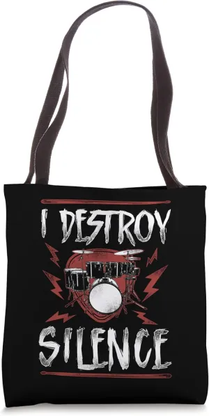 Drummer Drum Set Vintage I Destroy Silence Tote Bag