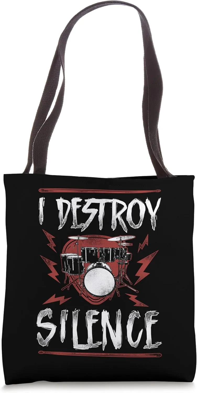 Drummer Drum Set Vintage I Destroy Silence Tote Bag